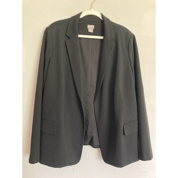 Chico’s Open Front Black Blazer 16 Women’s Plus Rayon Blend Office Professional - Picture 1 of 13